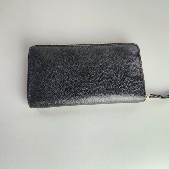 Tory Burch Black Leather 3/4 Zippered Wallet - Picture 2 of 8